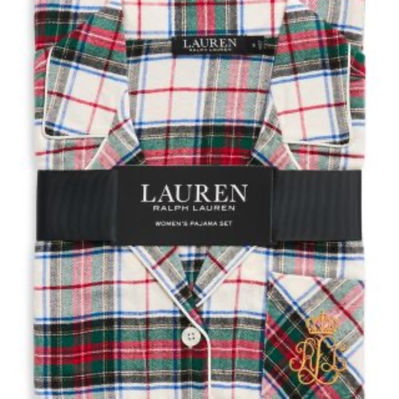 Ralph Lauren Long Sleeve  Plaid Green White Tartan Festive Pyjamas M XL - Picture 1 of 4